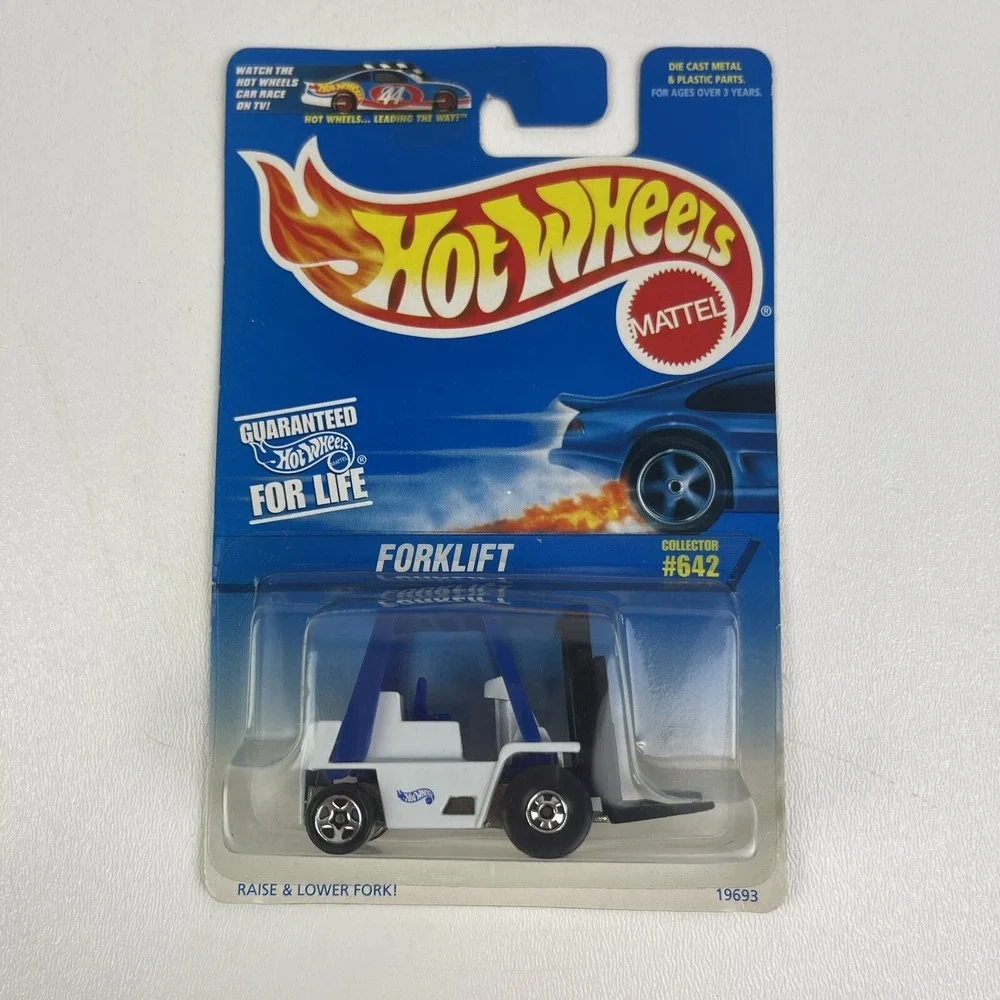 1996 Hot Wheels Blue White Card 642 Forklift White Blue Chrome